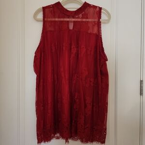 Eve & Maddie Red Lace Sleeveless Top